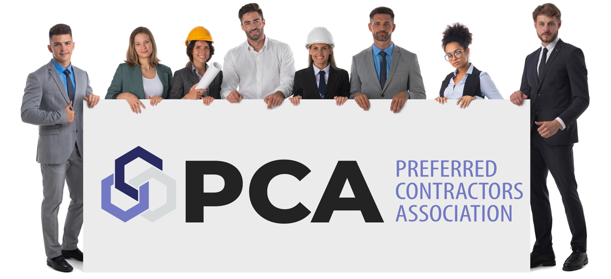 PCA Members holding a PCA logo sign